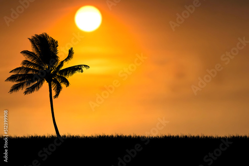 Silhouette Trees in the meadow with beautiful natural light. for use as a background