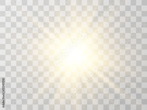 Bright beautiful star.Vector illustration of a light effect on a transparent background.	
