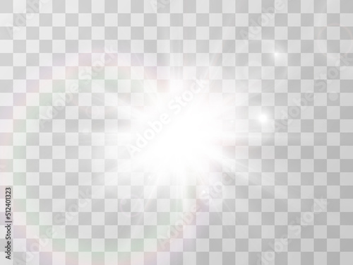 Bright beautiful star.Vector illustration of a light effect on a transparent background.  