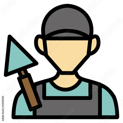Plasterer outline filled color Icon