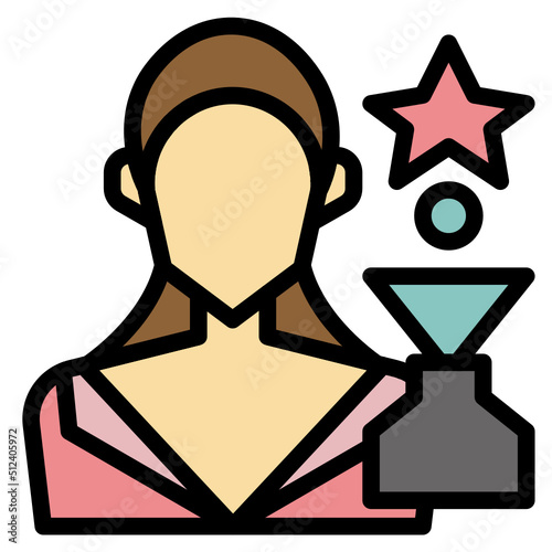 Actress outline filled color Icon