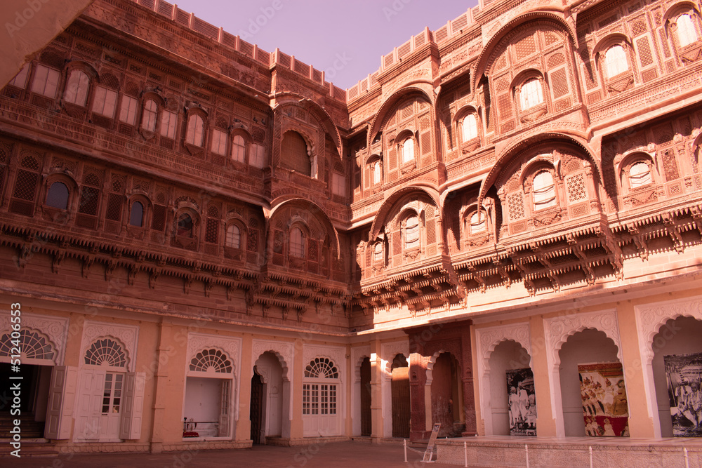 Inside mehrangarh fort, Jodhpur, historical monuments in Rajasthan, India