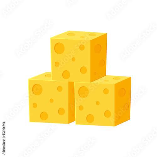 Cheese cartoon. Cube Cheese vector isolated on white background.