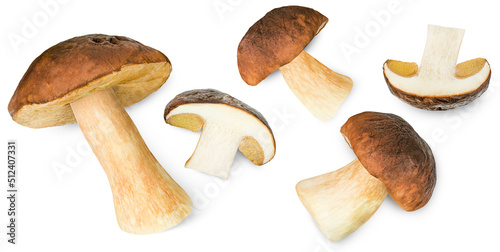 five cep isolated on white background, top view photo