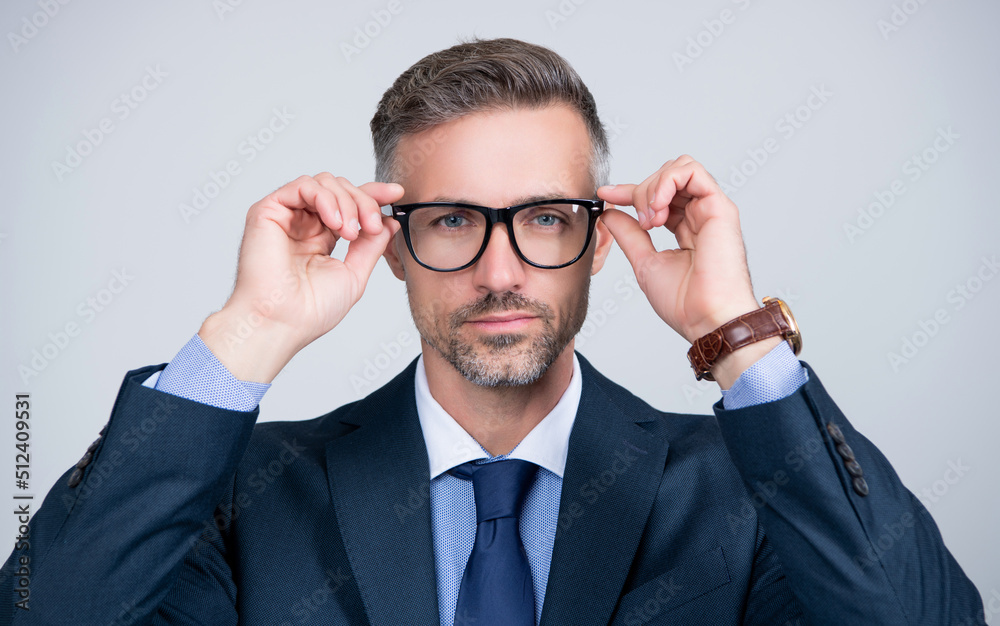 mature businessman in businesslike suit and glasses mature businessman in businesslike suit and glasses