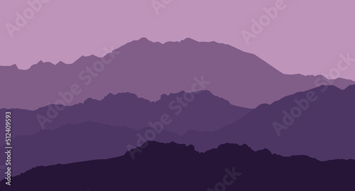 Fototapeta Naklejka Na Ścianę i Meble -  Purple silhouette of mountains