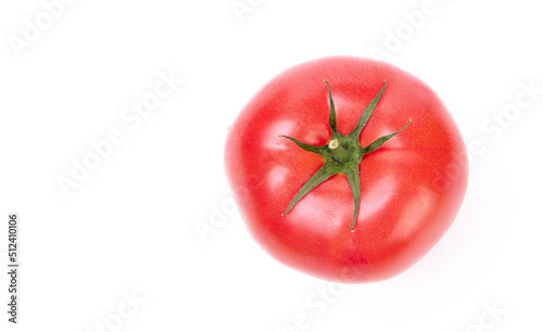 fresh and ripe red tomato isolated on white. copy space