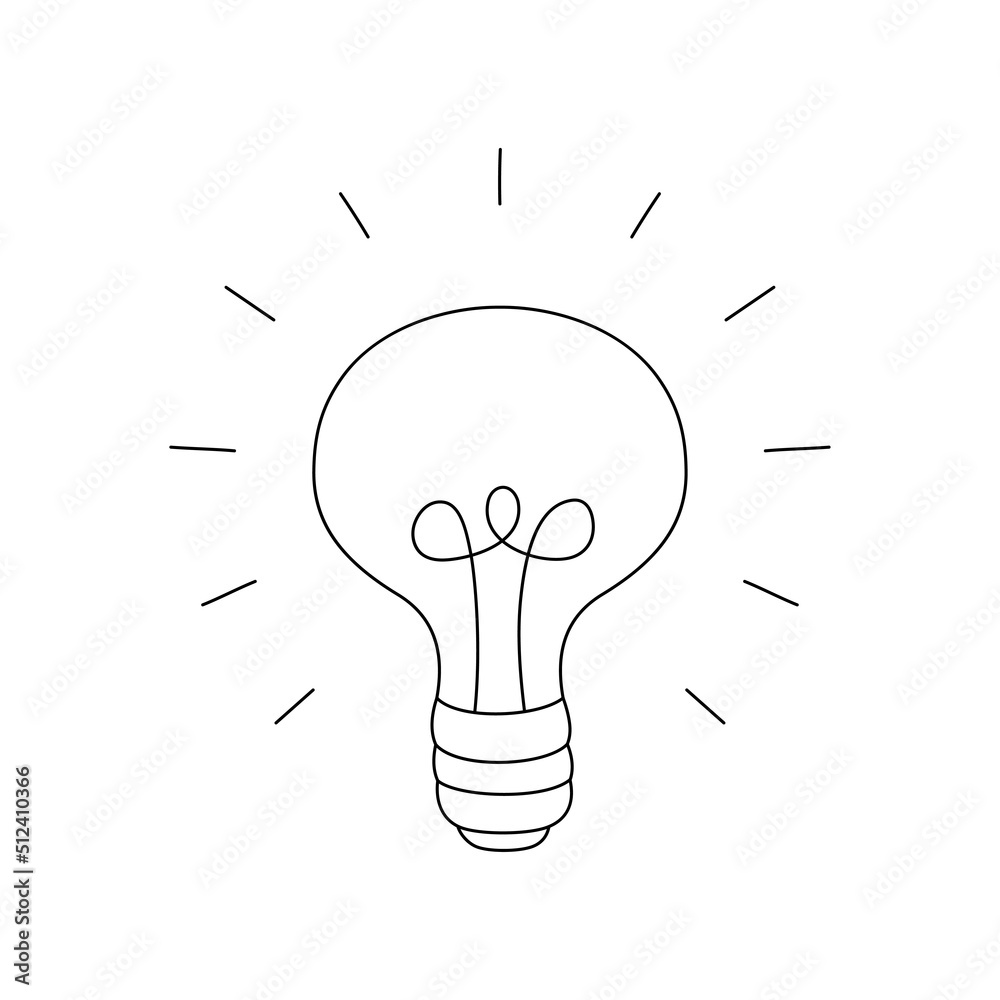 cartoon light bulb in silhouette isolated on white cartoon light bulb in silhouette isolated on white