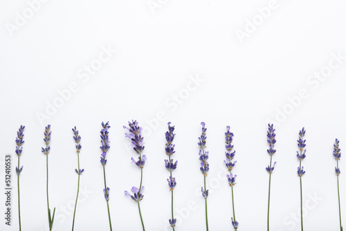 Fresh branches of lavander, blackground with flowers. Top view, space for text © LifeFree studio