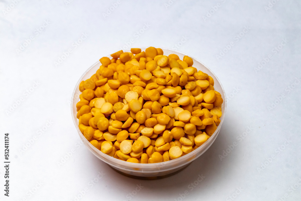 Toor Dal close-up photo With White Background Toor Dal close-up photo With White Background