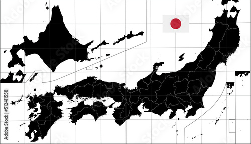 Map of Japan. Black color