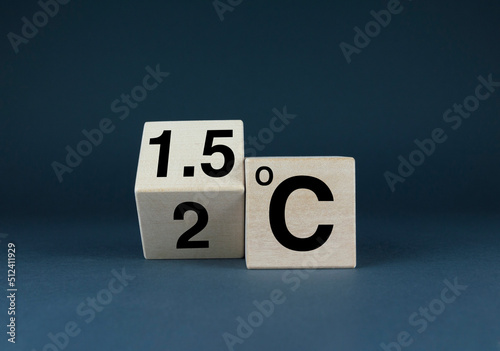 Symbol for limiting global warming 1.5°C or 2°C degrees Celsius. photo