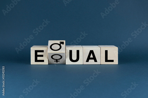 Inequality gender symbols of man and woman. Cubes form an expression of inequality gender symbols of man and woman.