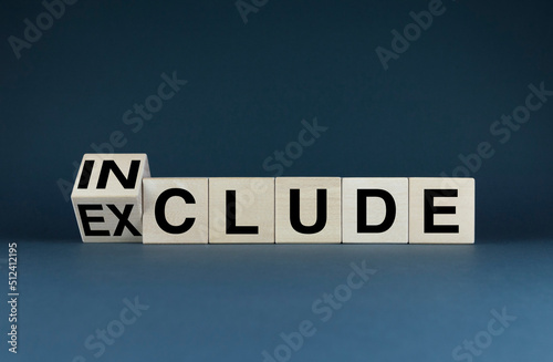 Includes or Exclude. Cubes form words Include or Exclude.