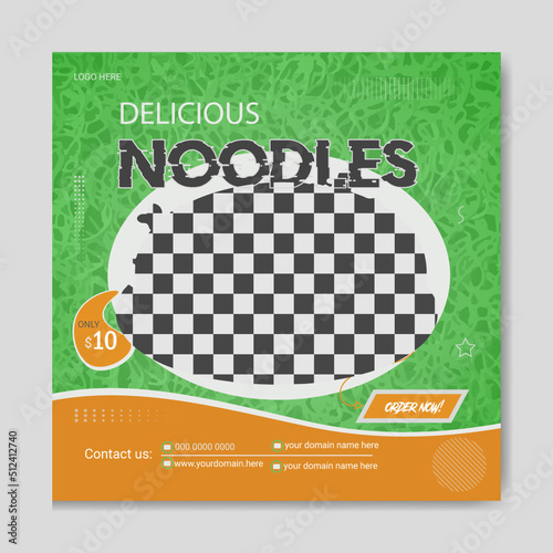 Special noodles menu social media post template design for food menu promotion
