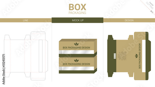 Box packaging and mockup die cut template