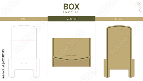 Box packaging mail and mockup die cut template
