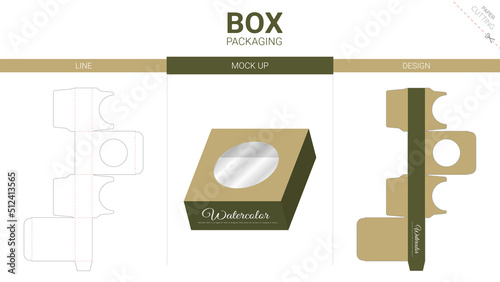 Box packaging and mockup die cut template