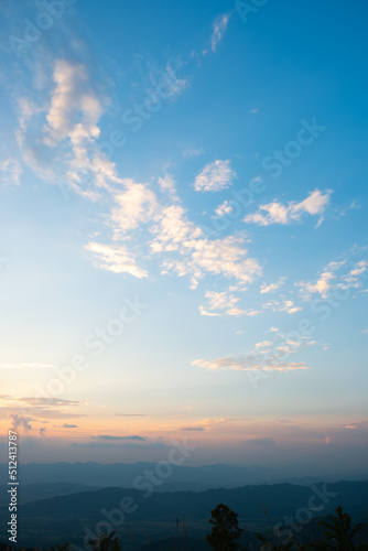 Colorful sunset and sunrise with clouds. Blue and orange color of nature © gexphos