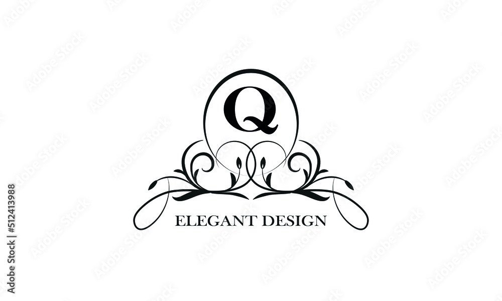 Stylish emblem for exquisite logos and monograms with the letter Q in the center.