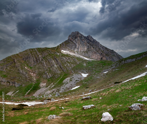 Durmitor mountains. On the way to the top of Bobotov Kuk. Durmitor National Park, Montenegro.	 photo