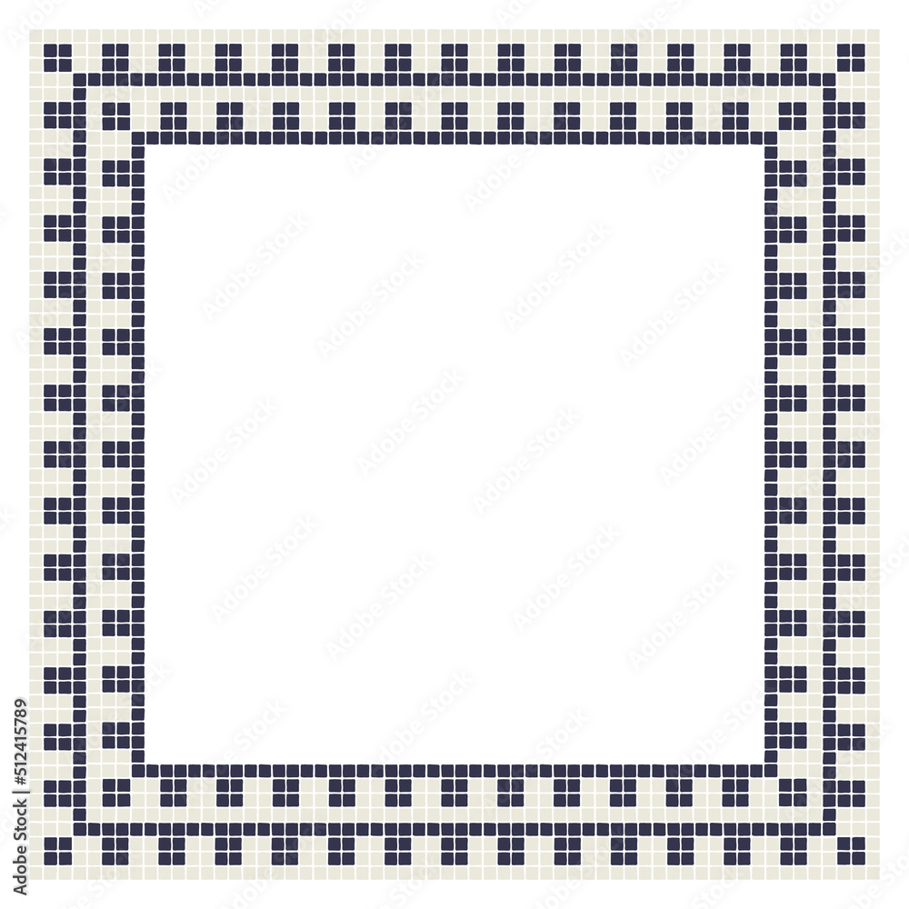 Ancient mosaic frame. Decorative antique stone ornament. Ancient mosaic frame. Decorative antique stone ornament.