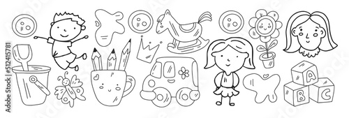School  preschool  education. Creativity and imagination. Little children online education  e-learning.
