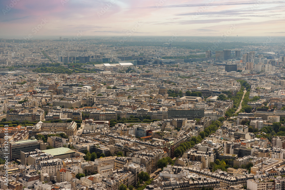 Aerial view of the cityscape of Paris, France