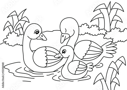 Canvas Print duck cartoon cute coloring page for kids