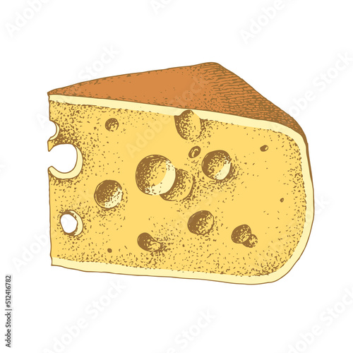 Piece of cheese isolated on white background