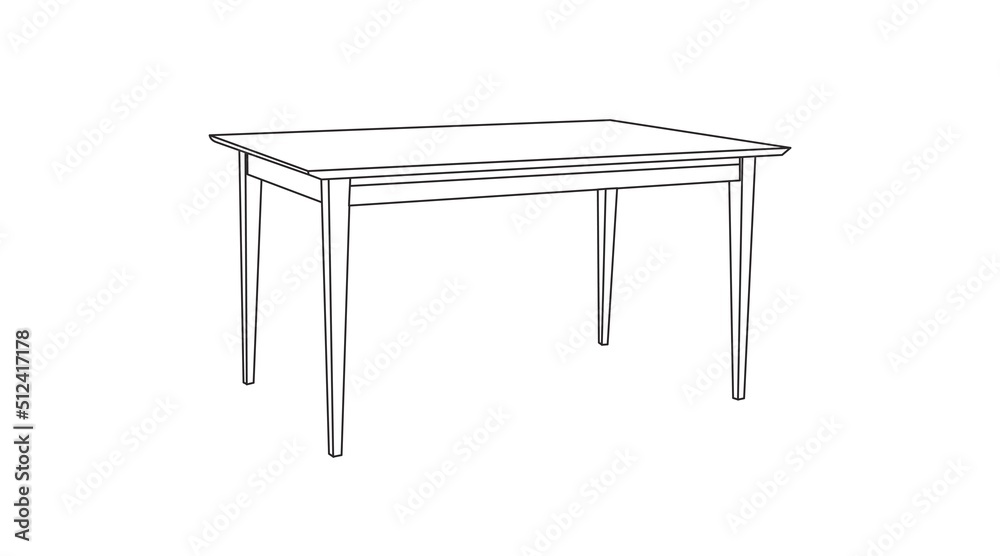 Vector Isolated Illustration of a Wooden Table. Black and white linear illustration Vector Isolated Illustration of a Wooden Table. Black and white linear illustration