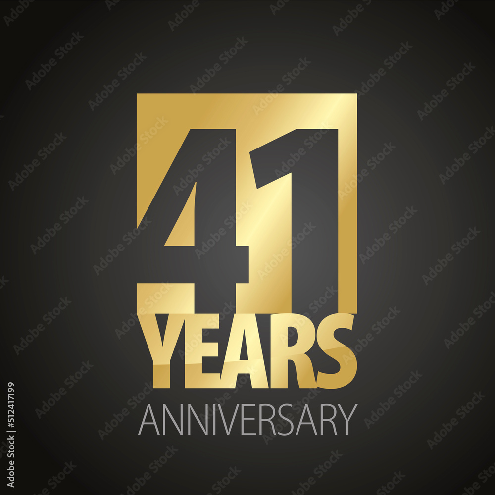 41 Years Anniversary negative space numbers gold black logo icon banner