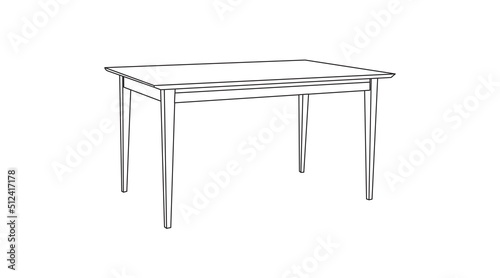 Vector Isolated Illustration of a Wooden Table. Black and white linear illustration