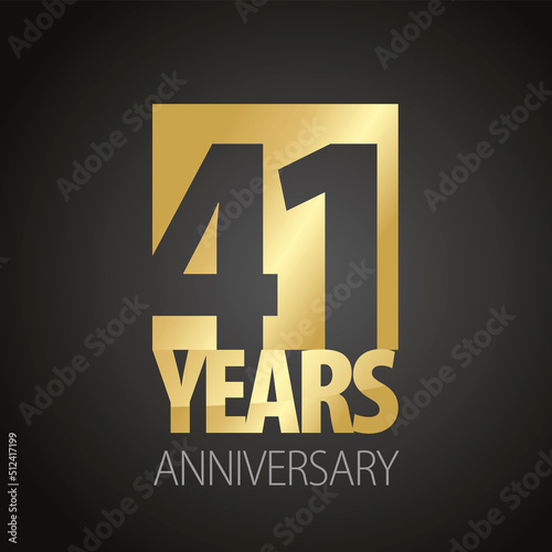 41 Years Anniversary negative space numbers gold black logo icon banner