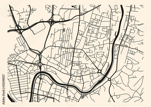 Abstract city Vilnius navigation map with river and streets. Lithuanian map.