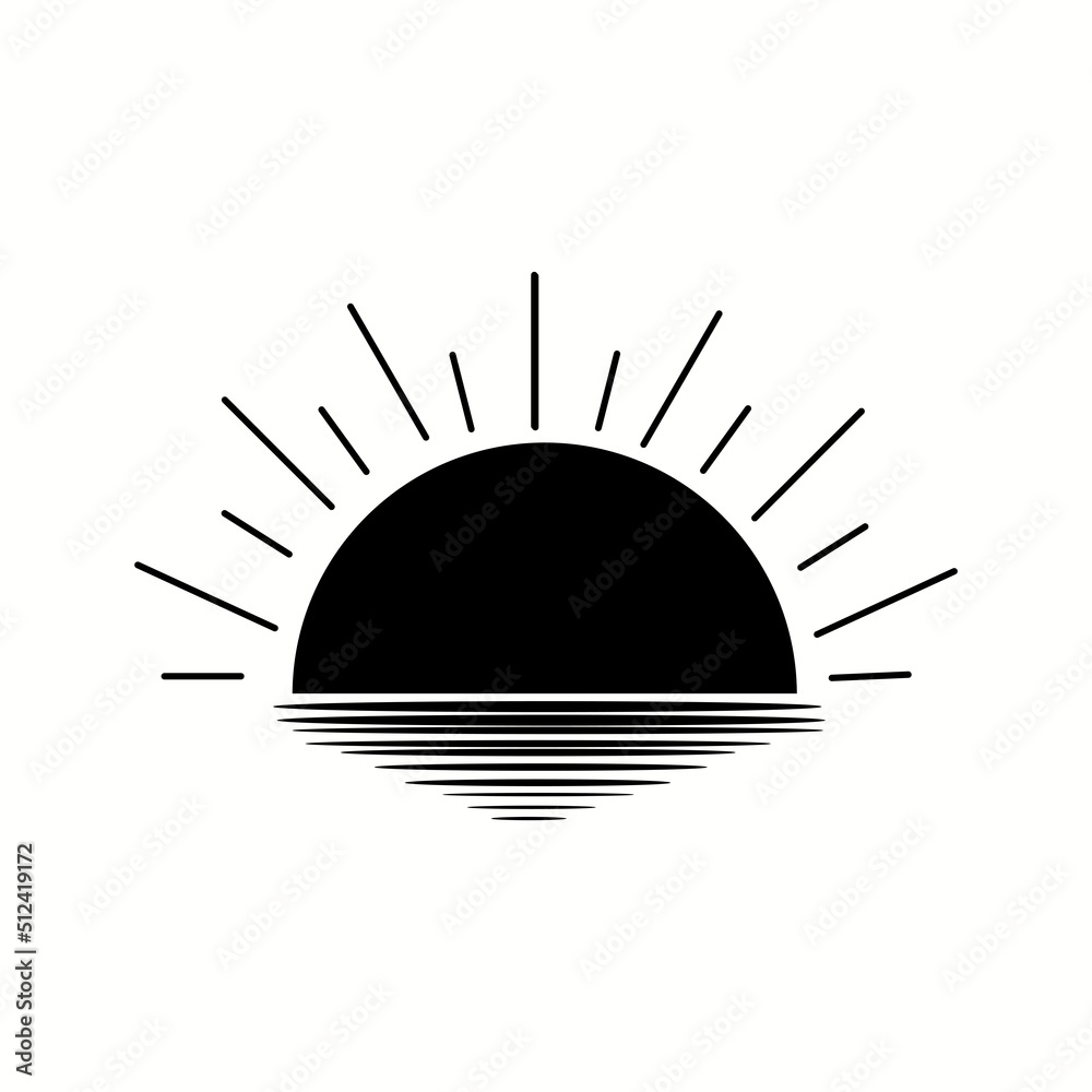 simple icon of the rising or setting sun Vector simple icon of the rising or setting sun Vector