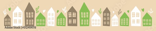 Canvas Print Vector collection of Scandinavian-style houses drawn by hand