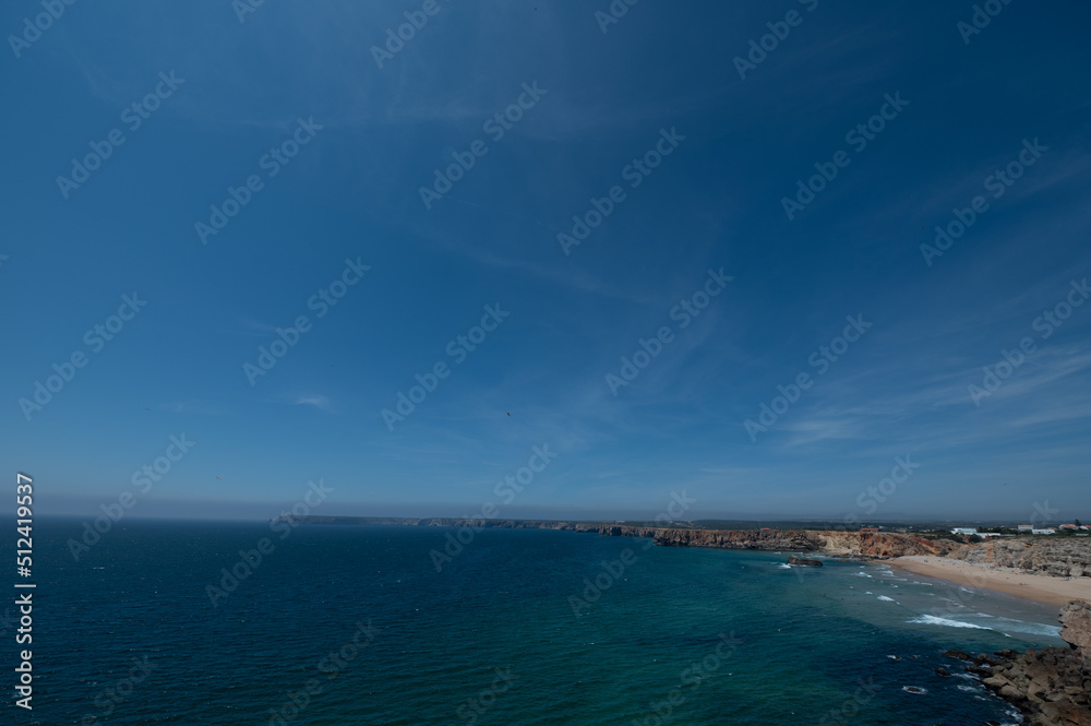 Coast of Sagres in the Algarve from the Sagres Fortress, Portgual