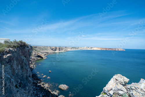 Coast of Sagres in the Algarve from the Sagres Fortress  Portgual