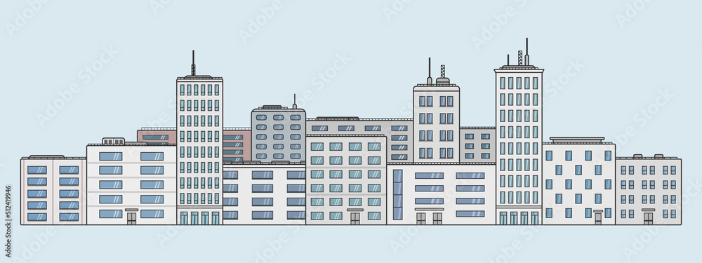 city skyline vector flat illustration