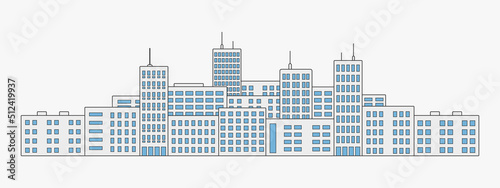 city skyline vector line illustration
