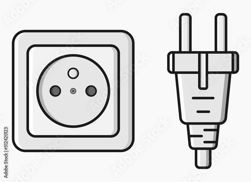 power outlet plug type e vector flat illustration