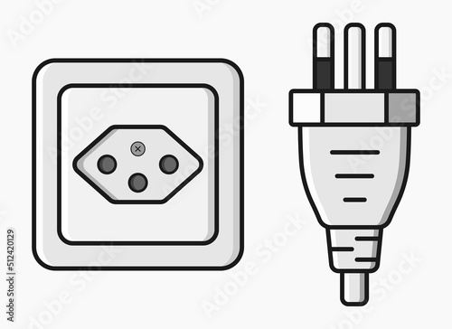 power outlet plug swiss type j vector flat illustration
