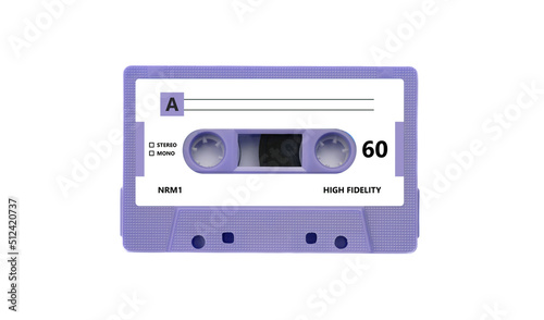 Cassette tape audio isolated on white background. Vintage music and sound, retro 80s song