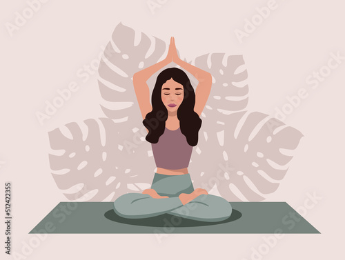 Yoga Classes, Meditate home. Vector.