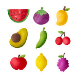 Set of watercolor fruits and vegetables