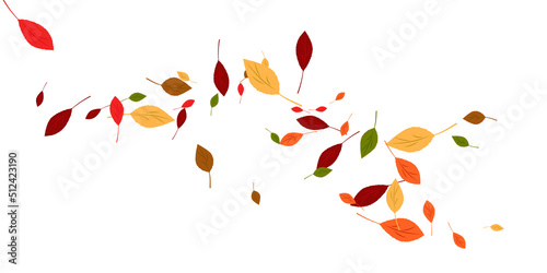 Leaves. Yellow  red  green  orange  brown colors. Scattered autumn leaves. Unusual abstract texture. Vector eps 10.