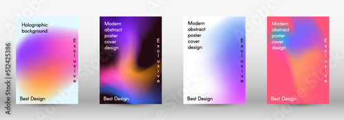 Set for liquid. Holographic abstract backgrounds.  Bright mesh blurred pattern in pink, blue, green tones.  Fashionable advertising vector in retro for book, annual, mobile interface, web application.
