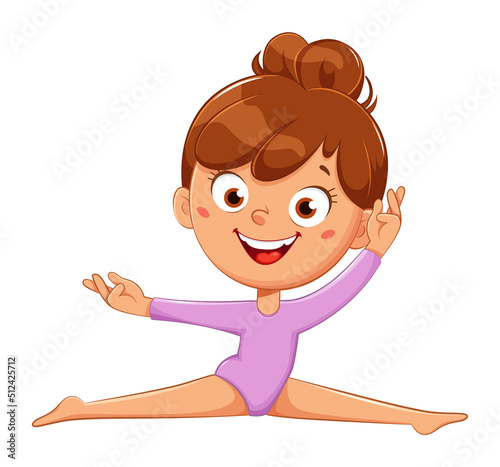 Cute little girl gymnast doing acrobatic exercise