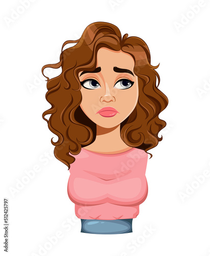 Face expression of beautiful woman, disappointed